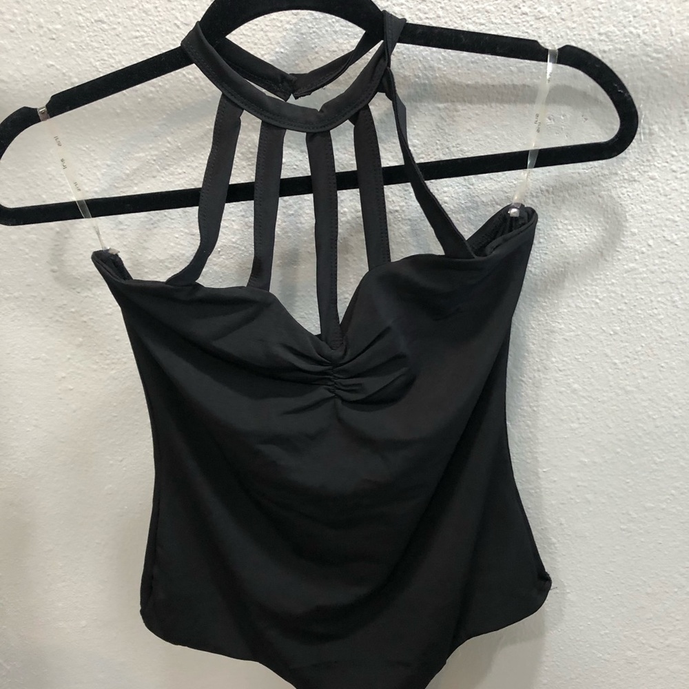 black halter bodysuit